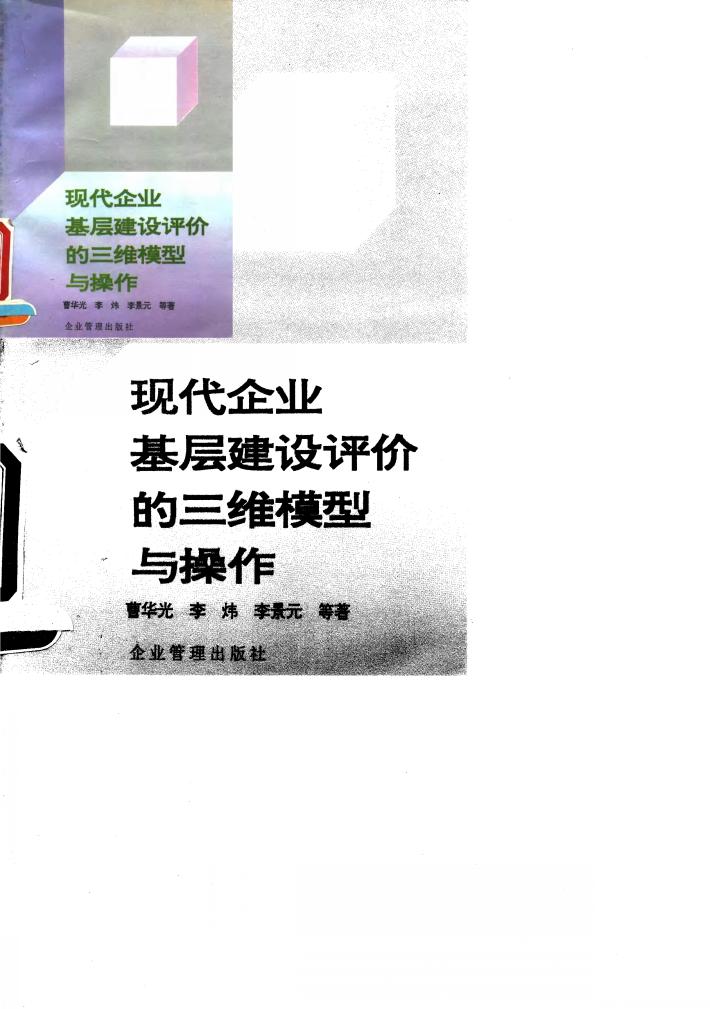 现代企业基层建设评价的三维模型与操作  市场经济条件下企业组织绩效评估与开发 封面