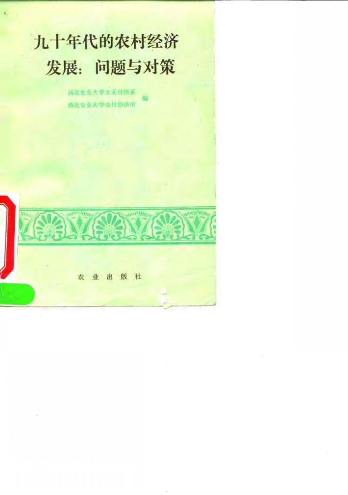 九十年代的农村经济发展：问题与对策 封面