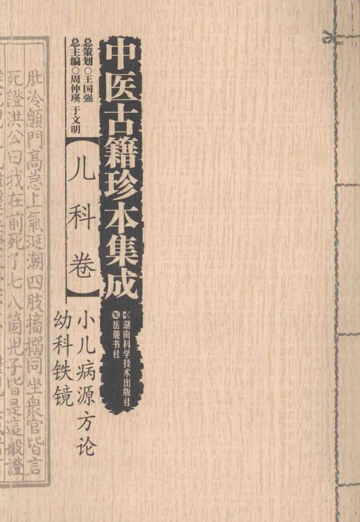 中医古籍珍本集成  儿科卷  小儿病源方论  幼科铁镜 封面