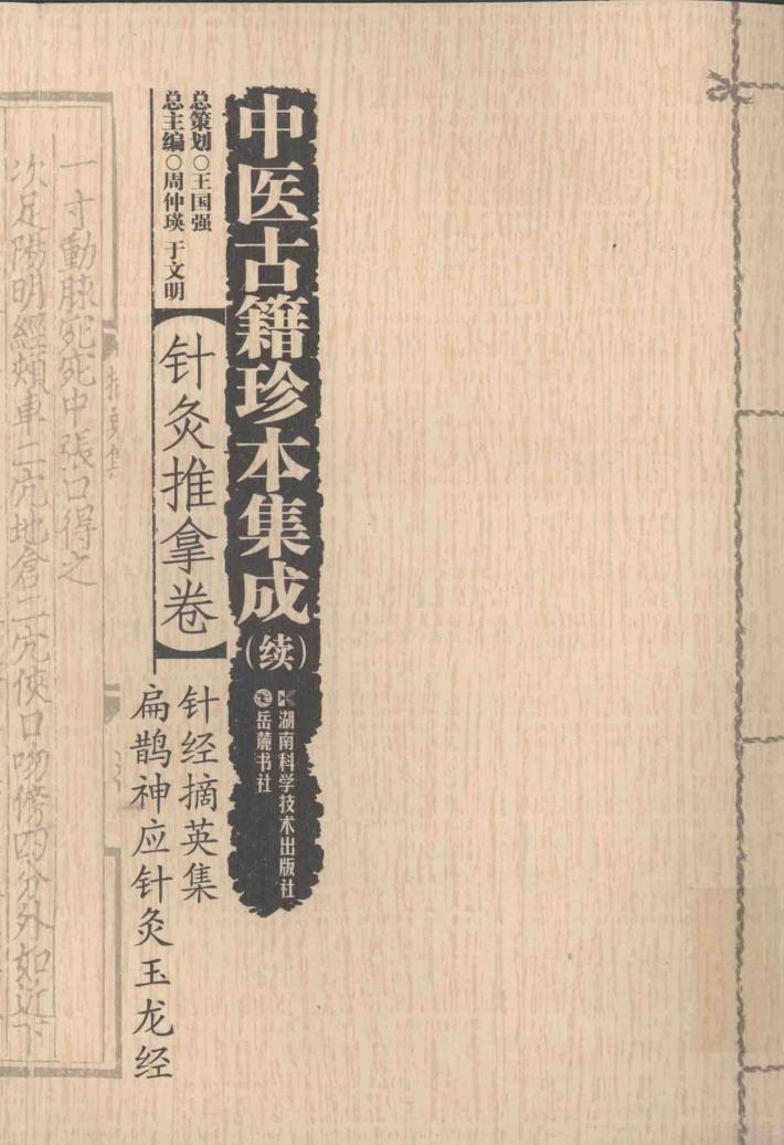 中医古籍珍本集成  续  针灸推拿卷  针经摘英集  扁鹊神应针灸玉龙经 封面