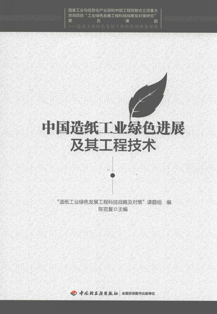 中国造纸工业绿色进展及其工程技术 封面