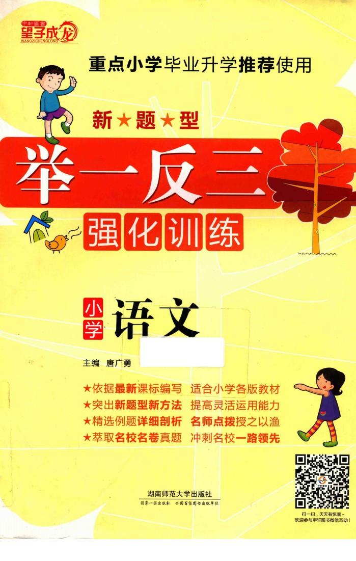 望子成龙  重点小学毕业升学推荐使用  小学辅导用书  新题型  举一反三  强化训练  小学  语文 封面