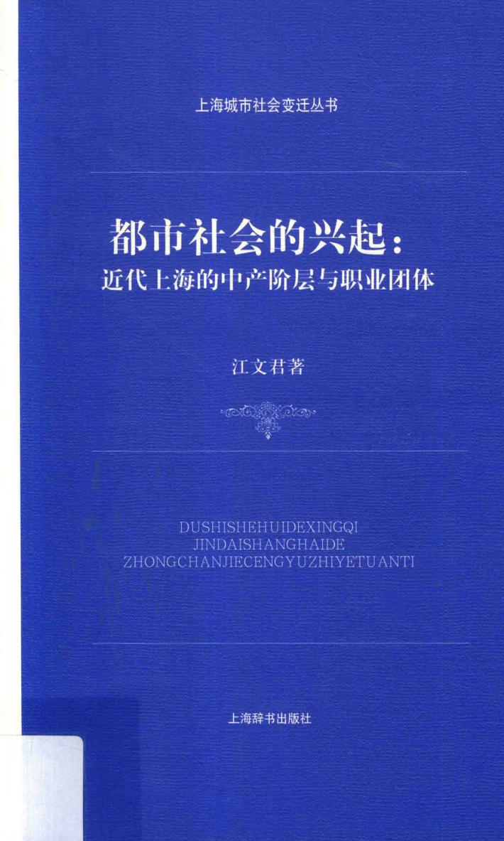 上海城市社会变迁丛书  都市社会的兴起  近代上海的中产阶层与职业团体 封面