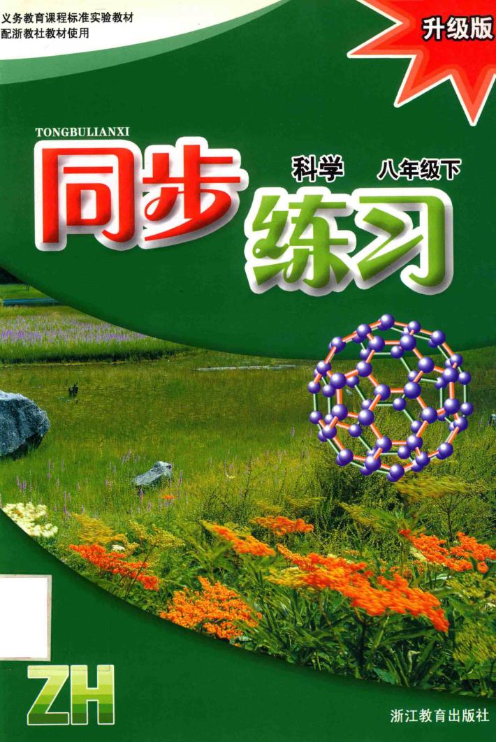 义教课程标准实验教材  科学同步练习  八年级  下  升级版  ZH 封面