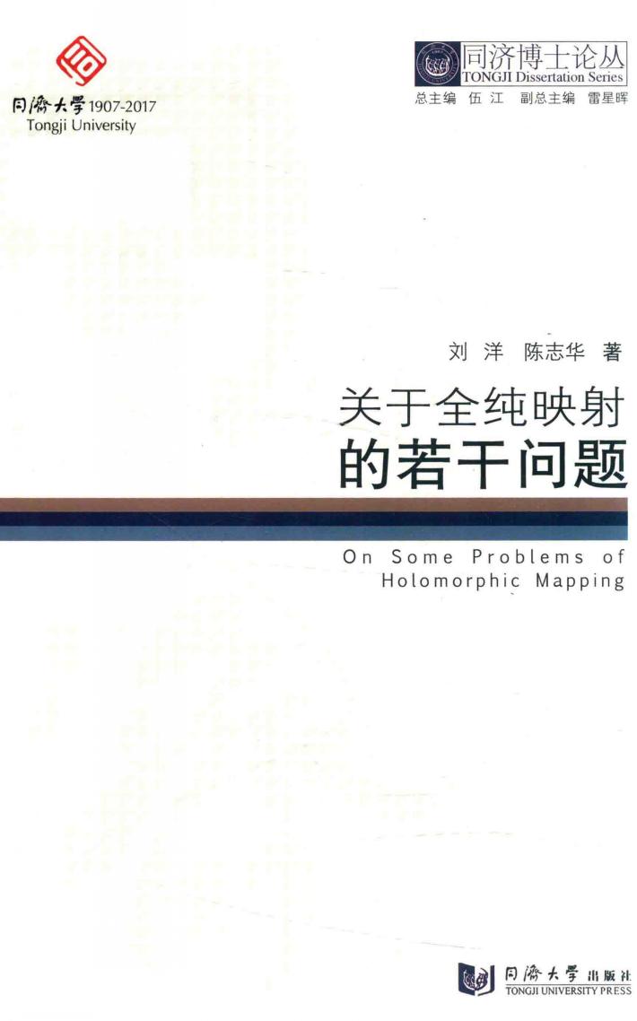同济博士论丛  关于全纯影射的若干问题 封面